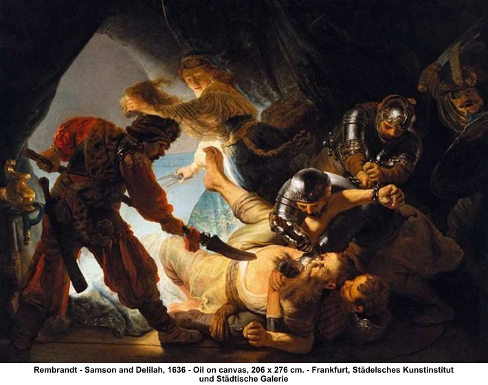 Samson having his eyes gouged out - by Rembrandt